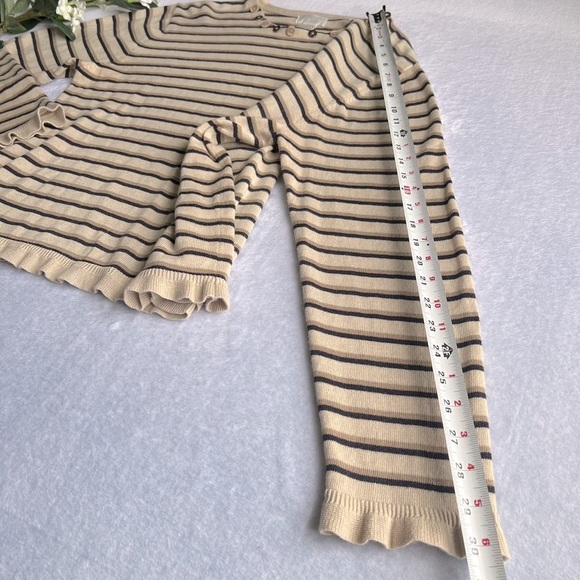 Women’s Sz XL Beige Striped Crew Neck Sweater Long Sleeve - Picture 6 of 10